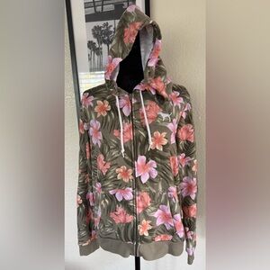 PINK Victoria's Secret Multicolor Floral Zip-Up Hoodie Large